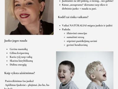 ,,Išlaisvink juoką- atrask ramybę,, Juoko joga vaikų stovyklloms. 